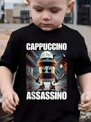 Y2k Boys Girls Italian Brainrot Animals Kids T-shirt Tung Tung Tung Sahur Short Sleeve Tops Funny Meme Cute Tee Summer Clothing