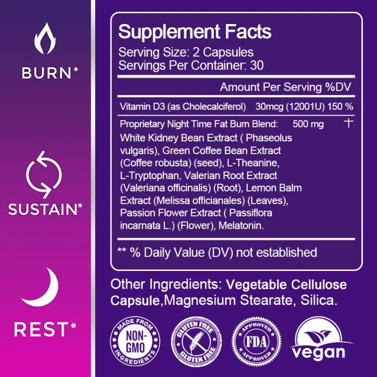 Slimming Capsule Night Time Fat Burner for Weight Loss, Boost Metabolism, Suppress Appetite Diet，Healthy Weight Management - Image 2