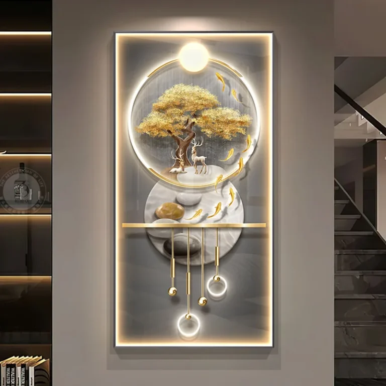 Corridor Decorative Wall Lamp Modern LED Elk Crystal Porcelain Mural Light Minimalism Living Room Hanging Paintings Lighting - Image 3