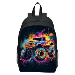 Children's backpack printed monster truck, elementary school backpack, boys' and girls' backpack - Image 6