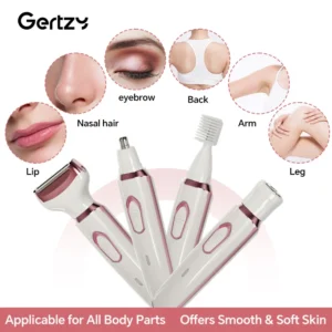 4-in-1 Rechargeable Electric Razor for Women - Face, Nose, Legs, Underarm, Bikini Trimmer - Wet & Dry, Painless Grooming Kit - Image 6
