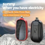 Solar Power Bank 1200mAh Portable Charger Keychain External Battery Charger Fast Charging Mobile Powerbank for iPhone Type C