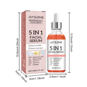 5 In 1 Facial Serum Fade Fine Lines Firming Skin Shrink Pores Moisturizing Brightning Vitamin C Hyaluronic Acid Face Serum - Image 6