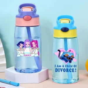 K-pop Demon Hunters Kawaii Water Cup with Draw for Boys Girls Anime Fashion Cups Students Portable Sports Water Bottle Kids Gift