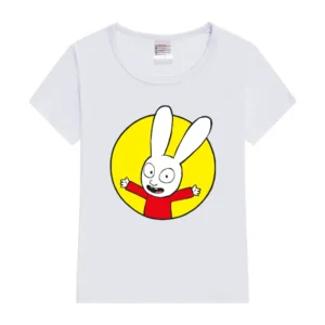 Simon Kids T-Shirt Rabbits Print T-Shirts Summer Boy And Gir Tops Tees Cute Summer 2023 T Shirt Children Fashion Tops - Image 4