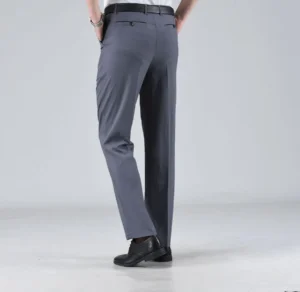 Business Casual Men's Pants Spring Summer Drape Straight Leg Formal Elastic No Iron Long Trousers Western Style Pants