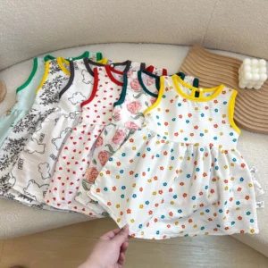 Fashion Printed Sleeveless Girls Dress Newborn Princess Dress Baby Girls Clothes Baby Girl Leisure Dress Baby Clothing