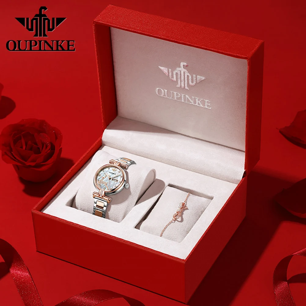 OUPINKE 3180 Women Mechanical Watch Rose Gold Luxury Elegant Diamond Watch Brand Original Dress Bracelet Women Watch Gift Box - Image 4