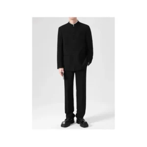 New Chinese Style Stand Collar Casual Suit Men's Spring Autumn 2024 New Zhongshan Suit Jacket And Pants One Complete Set