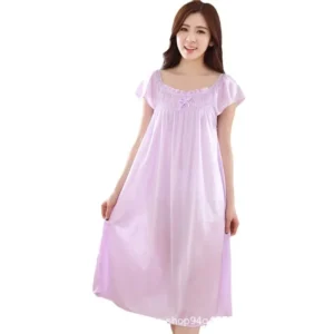 Sexy Summer Homewear Tank Sleep Dress Women's Lace Loose-fit Simulated Skirt Bath Dress Short Sleeves Sleepwear Wholesale - Image 5