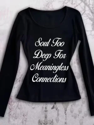 Retro Y2k Women's T-shirt with double-sided letter print pattern long sleeved T-shirt Harajuku Aesthetic Street American Emotion - Image 5