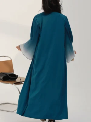 Elegant Abaya Muslim Flare Sleeve Casual Arabian Middle-East Open Front Abayas Turkey Kaftans Women Jilbabs Islamic Maxi Dresses - Image 6