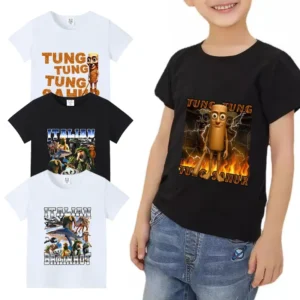 Italian Brainrot Baby Tees Summer White T-shirt Short Sleeve Black Shirt Boy Girl Clothes Cotton Anime Tops Casuals Digital Gift