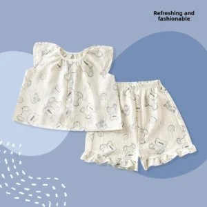 New Summer Children's Sleepwear Short Sleeve Fairy Wings Set Sweet Stylish Thin Home Clothes Two Piece Set for Girls - Image 4