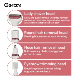 4-in-1 Rechargeable Electric Razor for Women - Face, Nose, Legs, Underarm, Bikini Trimmer - Wet & Dry, Painless Grooming Kit - Image 5