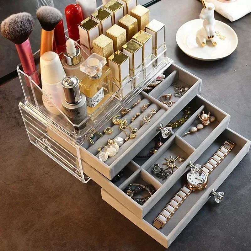 2025 New Capacity High-grade Exquisite Anti-oxidation Three Drawer Desktop Jewelry Bracelet Ring Jewelry Large Storage Box - Image 2