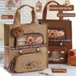 2025 New Oxford Cloth Large Capacity Canvas Handbag for Primary School Students Tutoring Books Bag Cartoon Design Document Bag