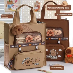 2025 New Oxford Cloth Large Capacity Canvas Handbag for Primary School Students Tutoring Books Bag Cartoon Design Document Bag