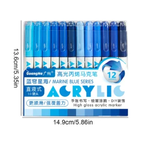 12 colors/box direct liquid hardhead high-gloss acrylic marker, suitable for student notebook writing, DIY painting and graffiti - Image 2