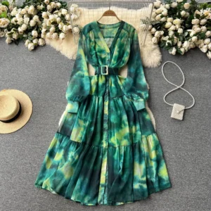 French Style Dress 2026 Women's New Design Sensibility Irregular Tie Slims Smooths Your Silhouette Longer Vacation Dress - Image 3