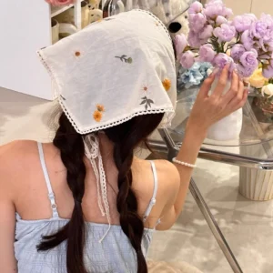 Fabric Printing Triangle Scarf Flower Hair Bands Turban Bandana Headbands For Women Sweet Retro Headwarps Hair Accessories - Image 2