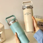 20oz Large Capacity Women's Vacuum Insulated Water Bottle |Hot & Cold Drinks|Double Straw Cup|Portable Travel Mug thermos