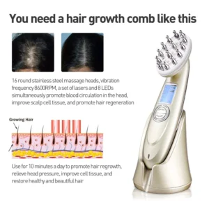 EMS Electric Laser Hair Growth Comb Infrared RF Vibration Massager Microcurrent Hair Care Loss Treatment Hair Regrowth - Image 4