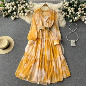 French Style Dress 2026 Women's New Design Sensibility Irregular Tie Slims Smooths Your Silhouette Longer Vacation Dress