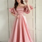 Customized Fashion Evening Dress Taffeta Fabric Off Shoulder Pink Prom Gowns Wedding Birthday Party Multi Occasion Dresses Long