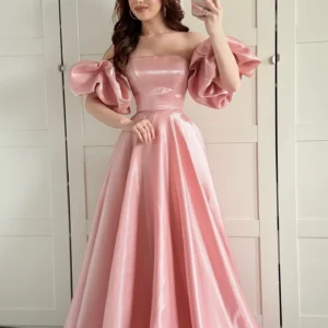 Customized Fashion Evening Dress Taffeta Fabric Off Shoulder Pink Prom Gowns Wedding Birthday Party Multi Occasion Dresses Long