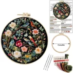Embroidery Kit for Beginners Flower Bird Embroidery Starter Kit Stitches Practice Kit Stamped Cross Stitch Sets with Tools