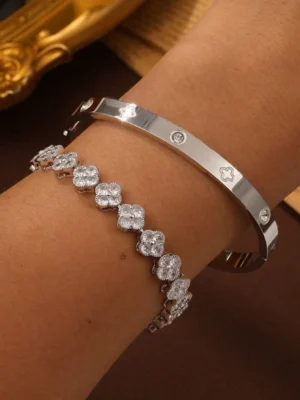 UILZ Delicate Lucky Clover Women Bracelet High Quality Stainless Steel Morandi Colors Shining Zircon Inlaid Charm Jewelry Gift - Image 4