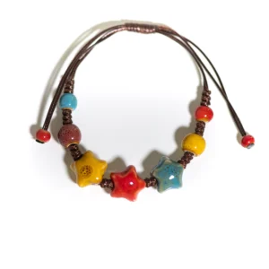 Handmade Colorful Ceramic Star Bracelet Adjustable Braided Wax Cord Unique Fashion Accessory - Image 3