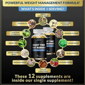 Nighttime Fat Burning Supplement - Promotes Sleep Quality, Powerful Tummy Control For Men And Women, Weight Management - Image 2