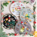 4pcs DIY Embroidery Starter Kit with 1pc Plastic Hoop Needles Threads Fabric DIY Craft for Adults Crafting Supplies Art Project