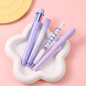 7Pcs Set Kawaii Student Stationery Sweet Cartoon Cat Paw Correction Tape Glue Tape Eraser Gel Pen Cutter Back to School Gift - Image 3