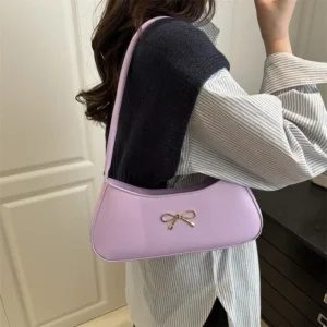French Style Butterfly Knot Single Shoulder Commuter Bag Simple Fashion New Arrival Underarm Bag Versatile Soft Polyester Lining - Image 2