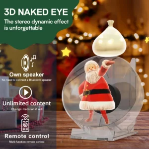3D Hologram Projector Fan Desktop Remote Control Advertising Lights With Audio Playback With Transparent Cover Holographic Fan - Image 6