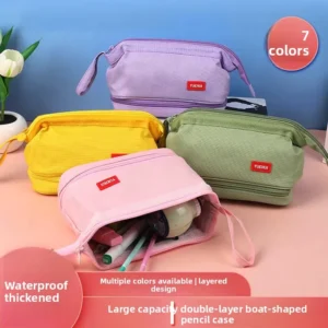 Large Capacity Double Layer Window School Bag Pencil Case for Girls Stationery Bag Kawaii Oxford Cloth Material Chinese Origin