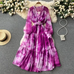 French Style Dress 2026 Women's New Design Sensibility Irregular Tie Slims Smooths Your Silhouette Longer Vacation Dress - Image 4
