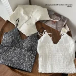 Sexy Sparkling Crop Top Women's Summer New Style Integrated Pad Design Sensual Outerwear Vest Glittering Trendy Female Wear