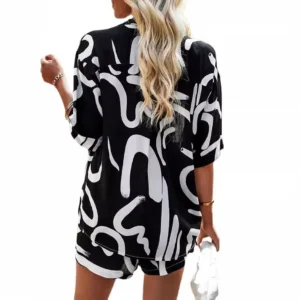 Summer Casual Women's Fashion Print Top Shorts Two-Piece Set Cross-Border Age-Defying Ensemble Elegant Lady's Outfit - Image 4