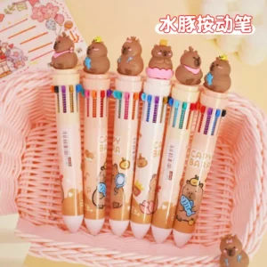 12 pcs Wholesale capybara Ballpoint Pens - Ideal School Supplies and Writing Tools for Kids with 10 Colors and Multiple Uses - Image 2