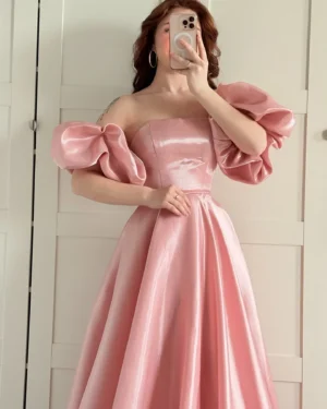 Customized Fashion Evening Dress Taffeta Fabric Off Shoulder Pink Prom Gowns Wedding Birthday Party Multi Occasion Dresses Long - Image 3