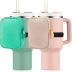 Mini Neoprene Water Bottle Pouch with Adjustable Strap Solid Color Bottle Bag Storage Sleeve for Stanely Tumblers Mugs Cups