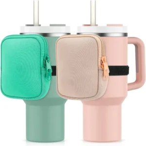 Mini Neoprene Water Bottle Pouch with Adjustable Strap Solid Color Bottle Bag Storage Sleeve for Stanely Tumblers Mugs Cups