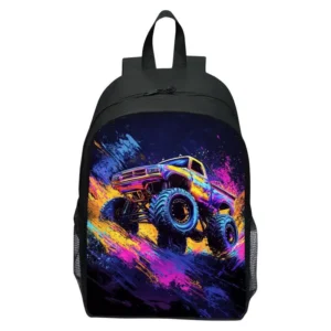 Children's backpack printed monster truck, elementary school backpack, boys' and girls' backpack - Image 4