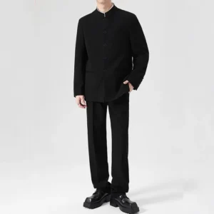 New Chinese Style Stand Collar Casual Suit Men's Spring Autumn 2024 New Zhongshan Suit Jacket And Pants One Complete Set - Image 4