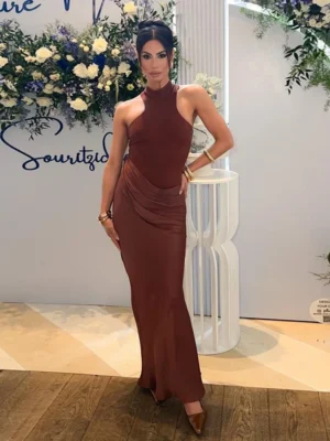 JULISSA MO Satin Sexy Hollow Out Women Maxi Dress Black Sleeveless High Waist Dress Female Autumn Skinny Elegant Party Clubwear - Image 2