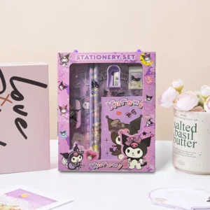 6PCS/Set Sanrio Hello Kitty Kuromi Stationery Set School Gifts With Pencil Pen Sharpener Eraser Notebook Ruler - Image 2